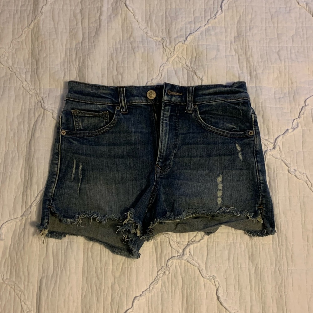 EUC Express High Waisted Distressed Jean Shorts